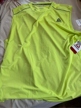Reebok Women Neon Yellow Muscle Tank Sleeveless Performance Top